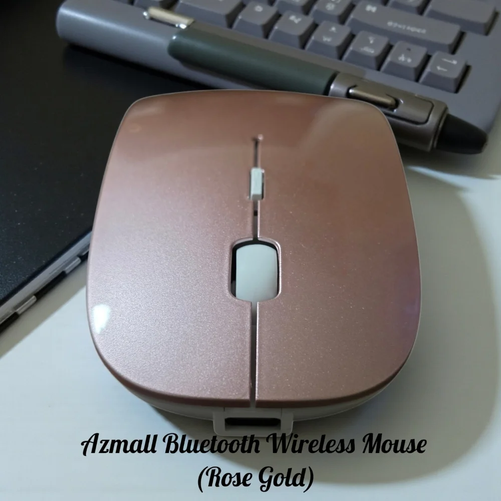 Azmall Bluetooth Wireless Mouse Laser Optical Rechargeable Mouse (Rose Gold)